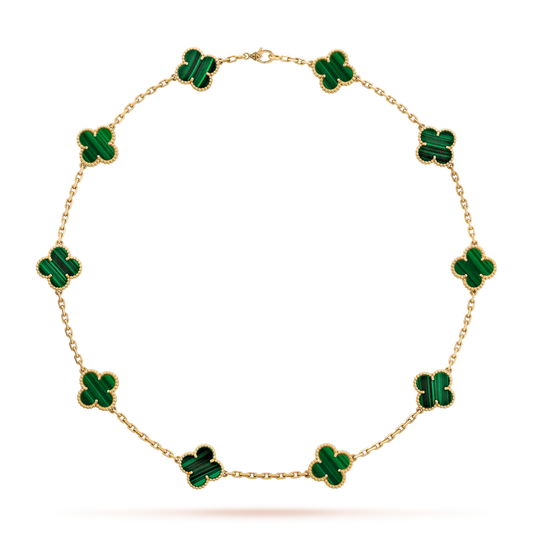 Ziri Radiant Necklace- GOLD Green Stone