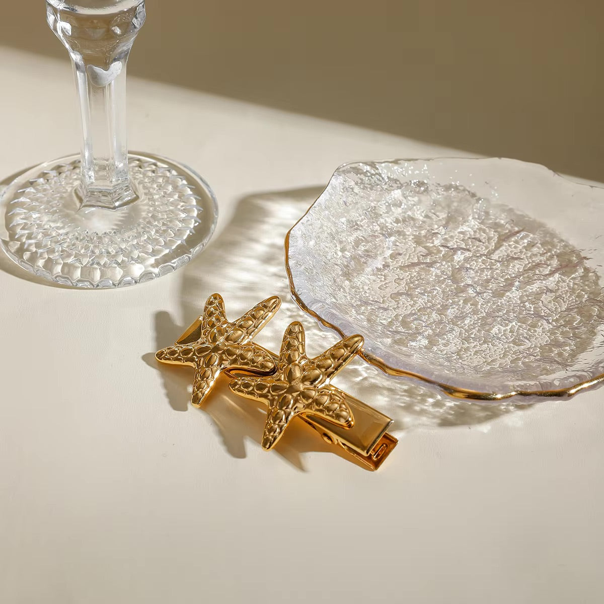 Tropischer Seestern, goldene Haarspange