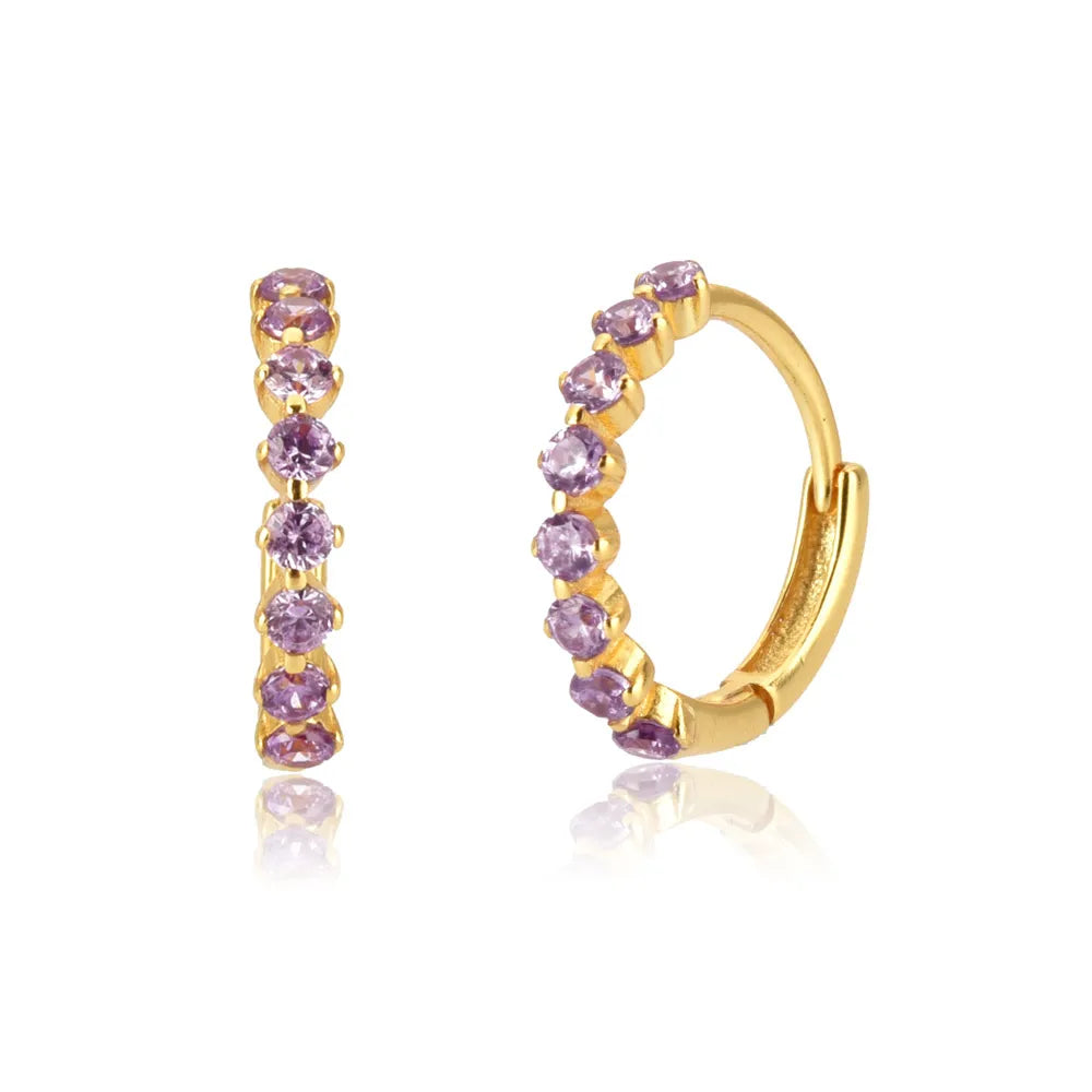 Ziri Luxe Earrings- GOLD Purple Stone