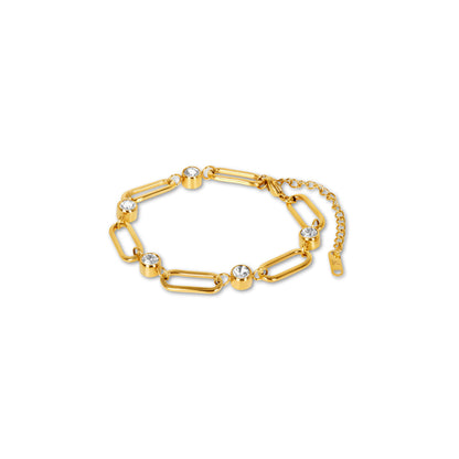 Ovales Gliederarmband mit Steinen - Gold 