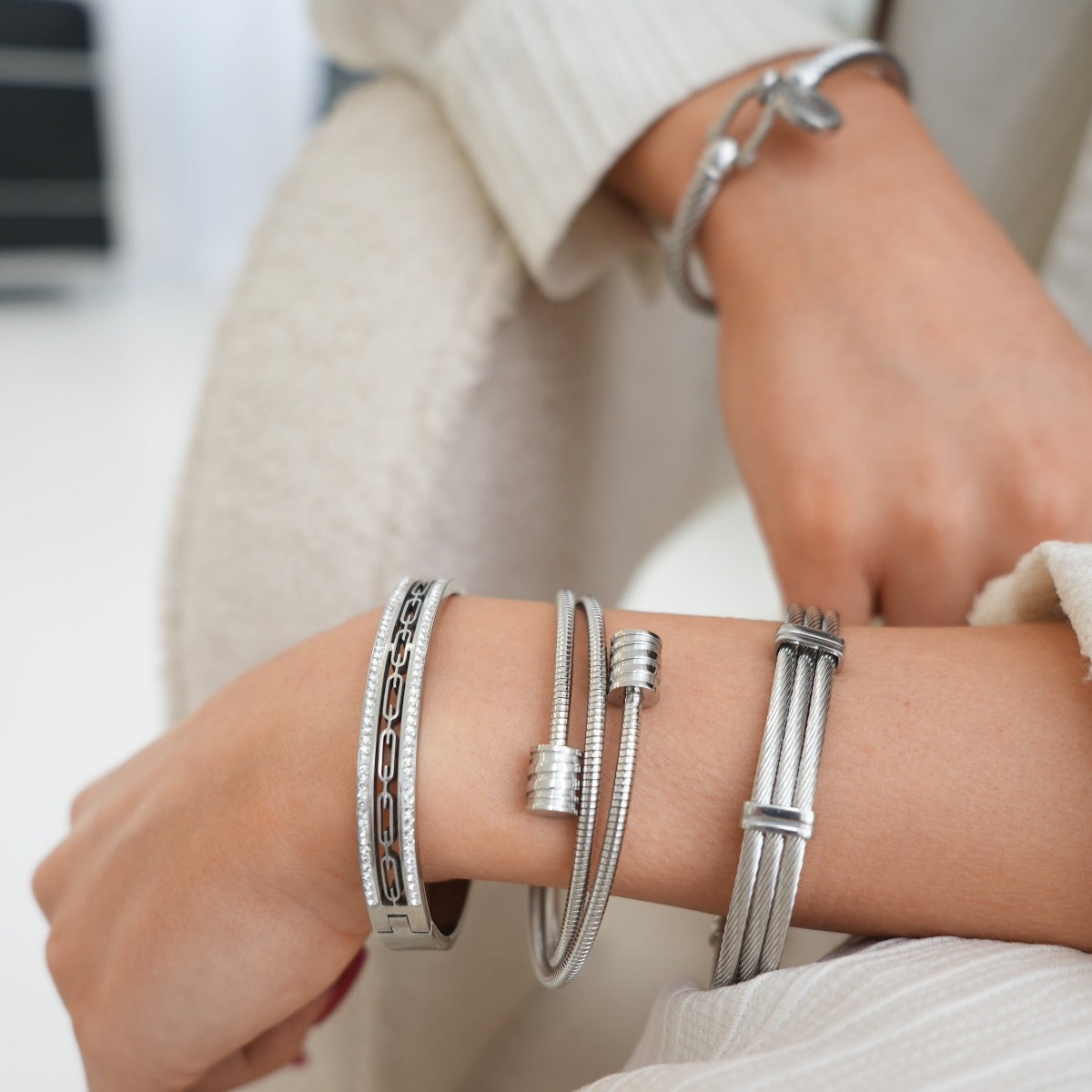 Twister Armreif - Silber 