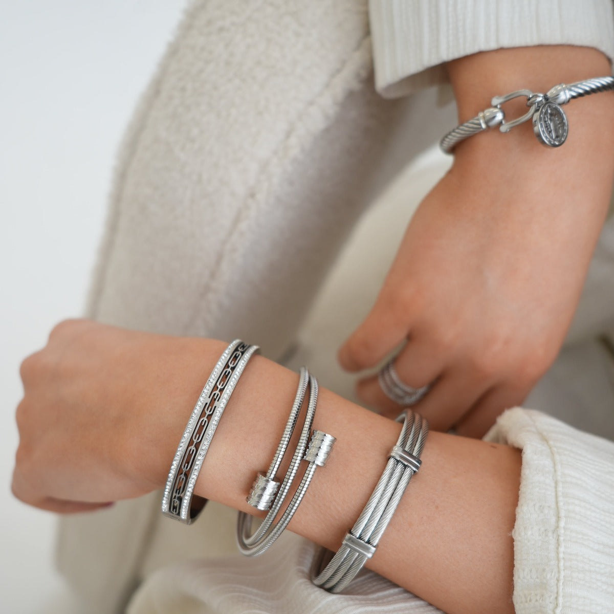 Twister Armreif - Silber 