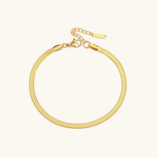 Gia Herringbone Anklet- ORO