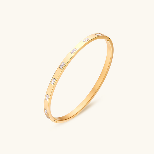 Rechteckiger Steinarmreif - Gold