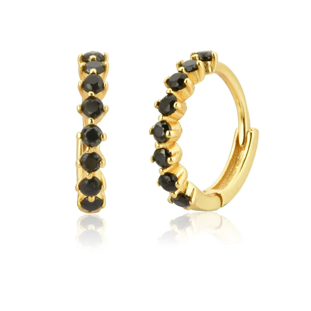 Ziri Luxe Earrings- GOLD Black Stone