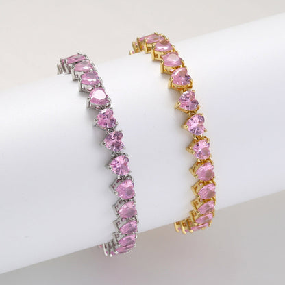 Ziri Bracelet With Pink Stone - GOLD