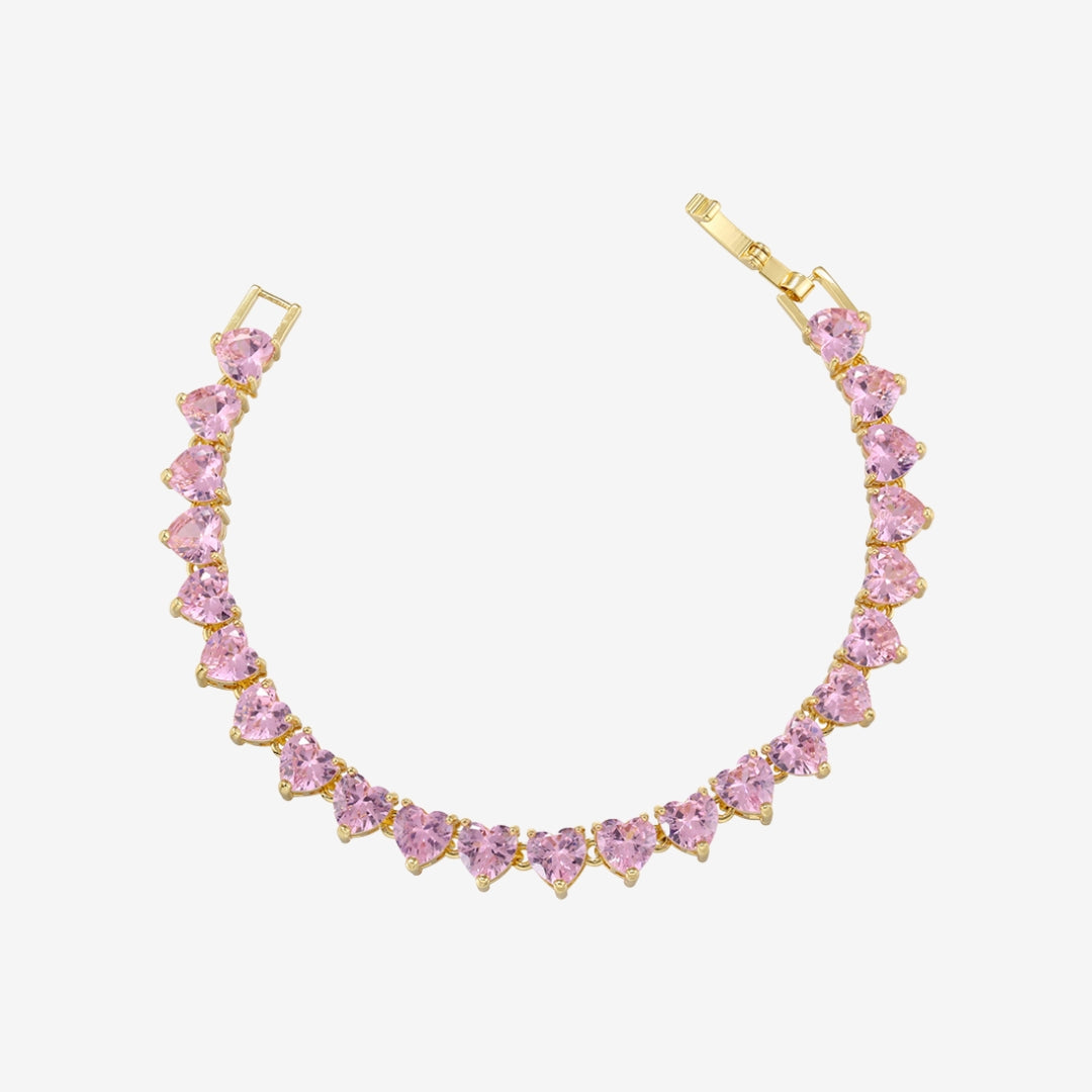 Ziri Bracelet With Pink Stone - GOLD