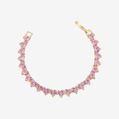 Ziri Bracelet With Pink Stone - GOLD
